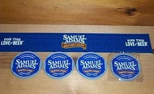 SAM ADAMS SAMUEL ADAMS BEER BAR RAIL MAT & 4 RUBBER BAR COASTERS NEW