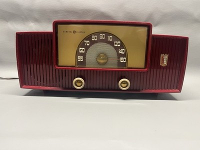 General Electric 429 Red Tube Radio Vintage 1950s Collectible Retro Model