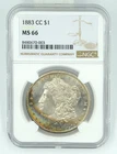 1883-CC NCG MS66 Morgan Silver Dollar Colorful Toning PQ
