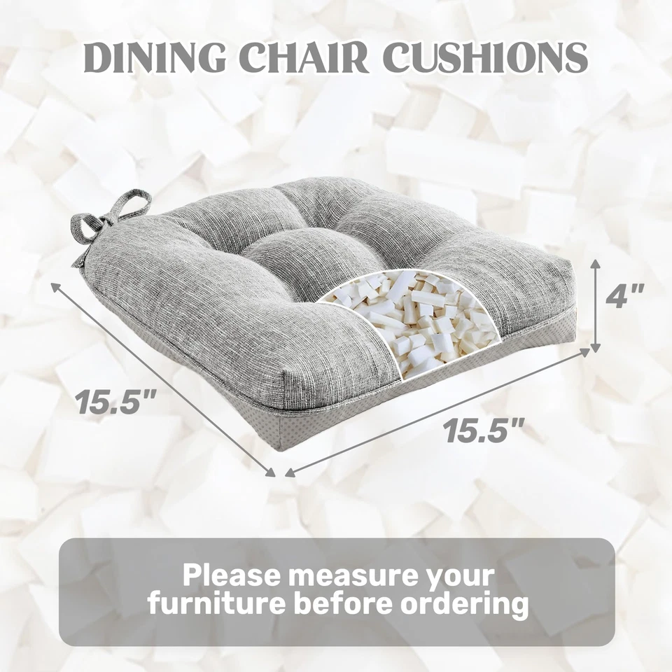 ® Cojines de silla para sillas de comedor, almohadillas acolchadas de espuma viscoelástica para sillas con no sl... Foto 2 de 4