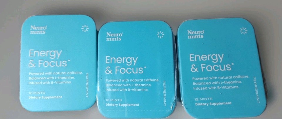 Neuro Mints Energy & Focus 12 Pack X3 Exp 03/26 Peppermint Carry On ...