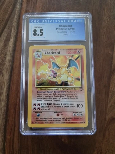 2000 POKEMON TCG CHARIZARD BASE SET 2 #4/130 HOLO RARE CGC 8.5 GRADED CARD