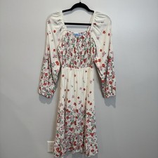 Draper James RSVP Midi White Floral Dress Women’s Size Medium Floral Print Smock