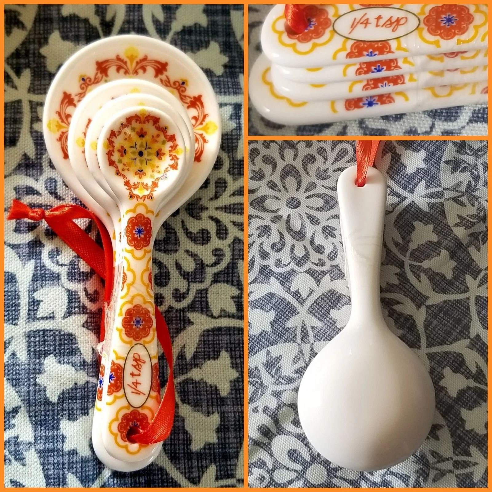 Set of 4 Floral Country Ceramic Measuring Spoons White Orange Yellow Blue New!
Opens in a new window