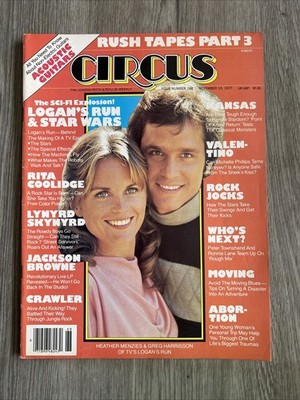 Nov 10, 1977 CIRCUS Magazine Logans Run Cover, Rita Coolidge Poster, Crawler