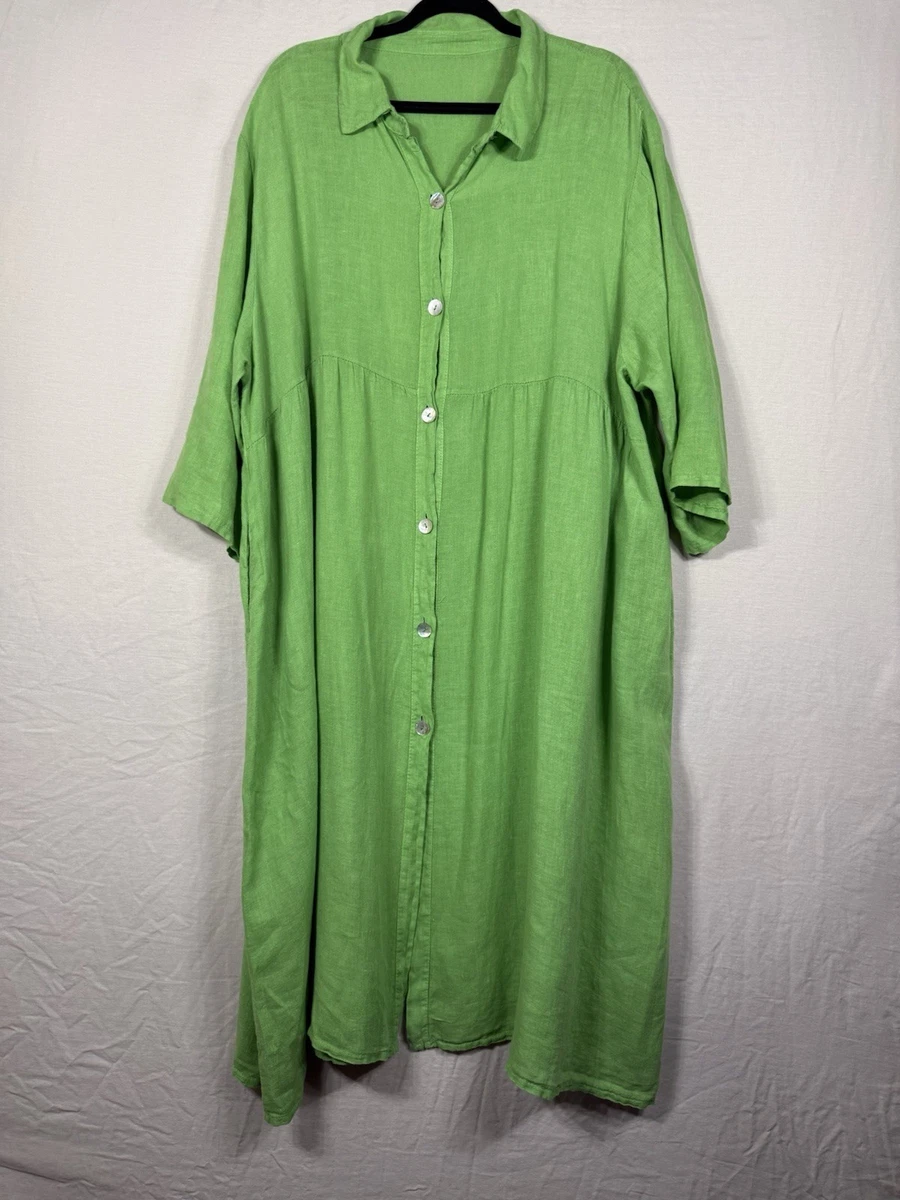 Linen Long Solid Shirt Dresses for sale | eBay