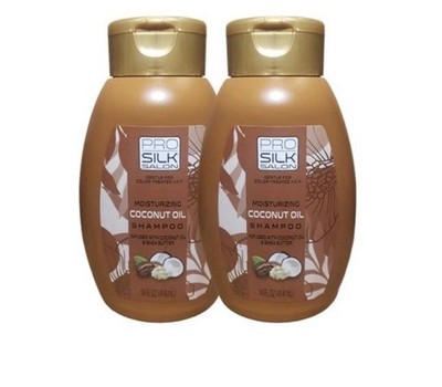 2pk PRO SILK SALON MOISTURIZING COCONUT OIL SHAMPOO SHEA BUTTER 14oz Prosilk