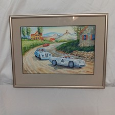 Vintage Mille Miglia Race Ltd Print Signed Numbered 1140 Porsche Bmw Auto Avia