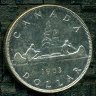 1953 SWL; NSF QEII Silver Dollar, High Grade, Gloss Original Lustre  T2