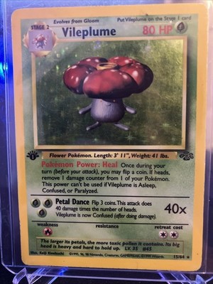 Pokémon TCG Vileplume Jungle Holo Card 15/64 1st Edition Rare