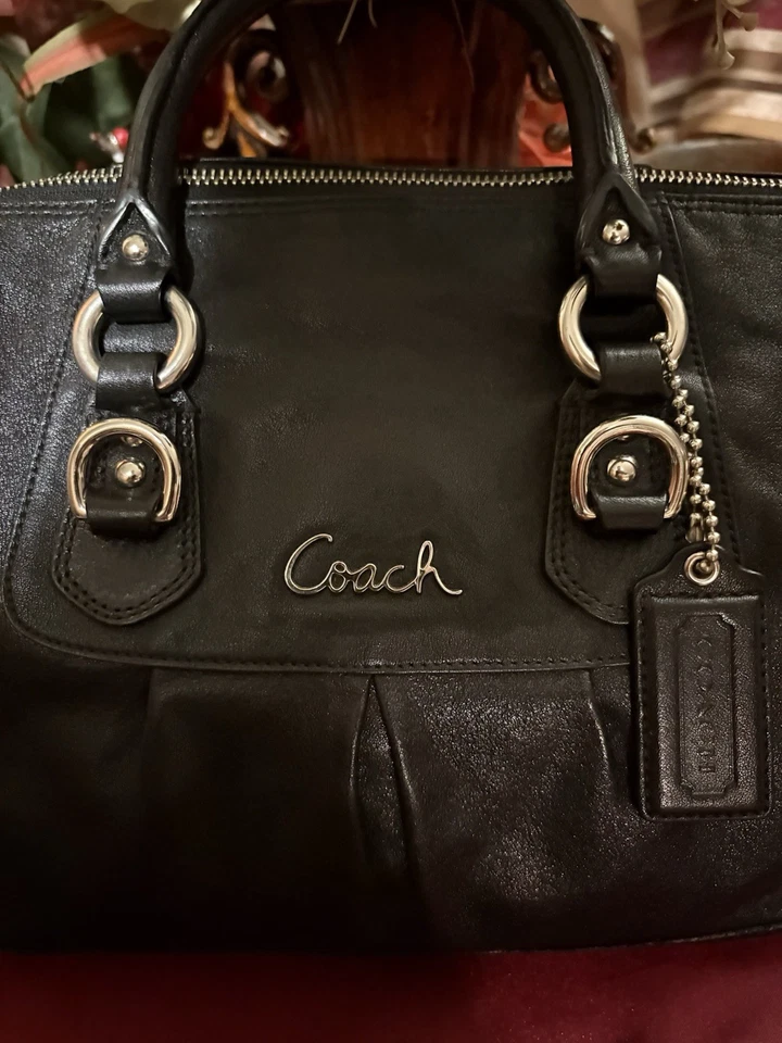COACH Ashley Black Leather Satchel Shoulder Bag F15445 - Image 2 of 4