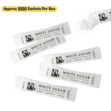 Fairtrade White Sugar 2kg Box, Sachets Sticks 2g, Approx 1000 per box
