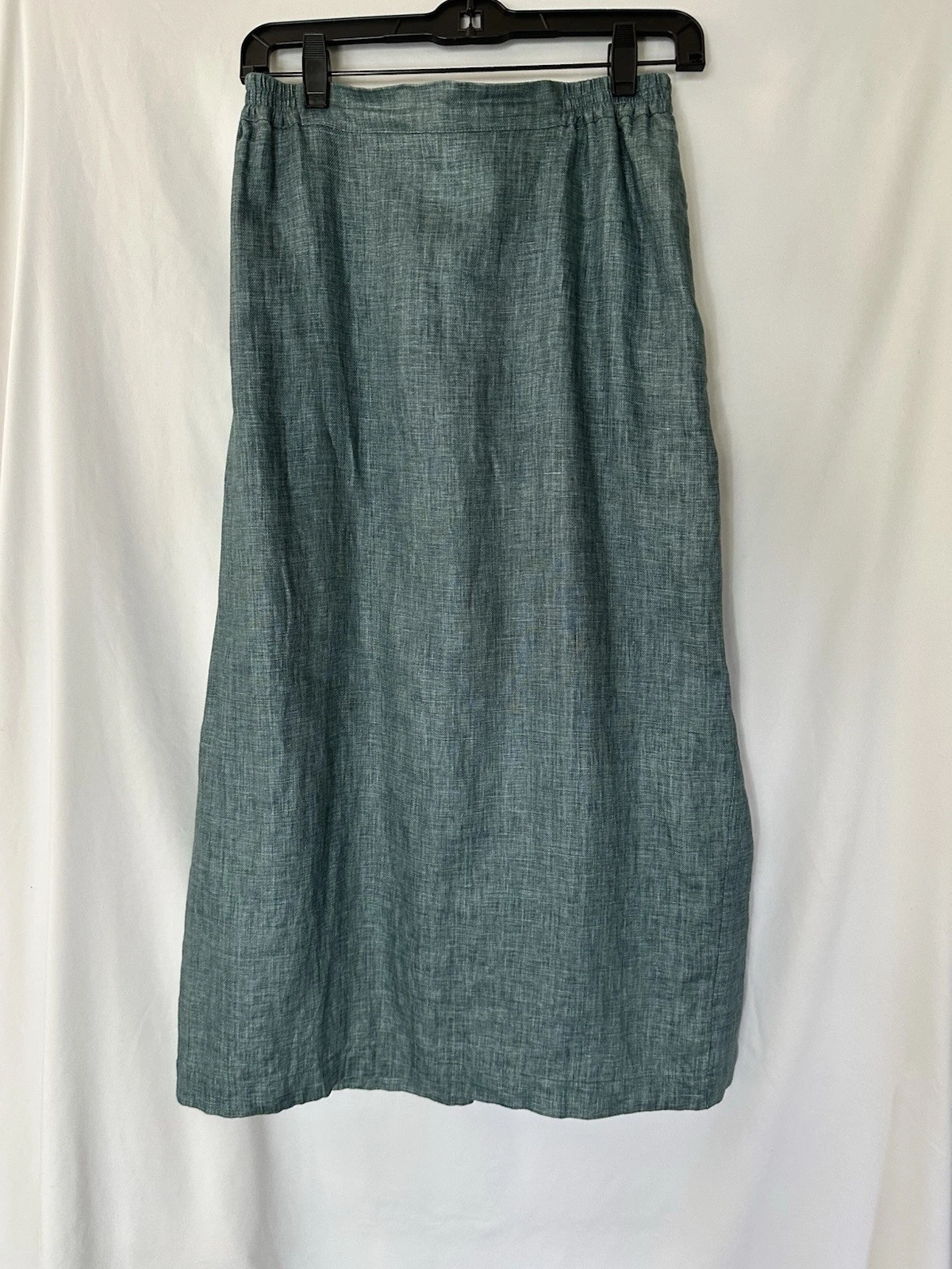 Eskandar Minimalist Linen Maxi Skirt Green Womens Size 1 S/M