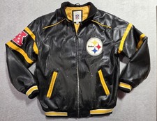 Pittsburgh Steelers Jacket Mens Medium Black NFL Football G-III Faux Leather