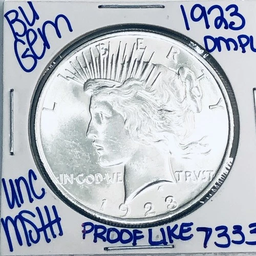 1923 BU UNCIRCULATED SILVER PEACE DOLLAR AUTHENTIC U.S. MINT FREE SHIPPING 7333