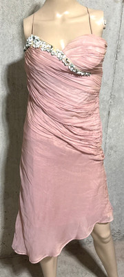 La Perla Vintage Runway Bead Embroidered Bustier Pink Cocktail Dress 6 8 / IT 44