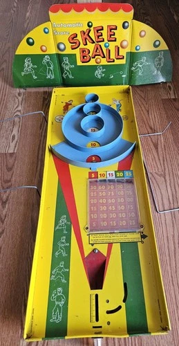 Vintage Steel 1950's Marx-a-Score Skee Ball Game Steel and Original 5 Balls