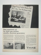 1966 Vintage Solar Gas Turbine Standby Electrical Generators Print Ad AD