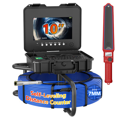 Sewer Pipe Inspection Camera w/ 512hz Locator Meter Counter Self Leveling 60m
