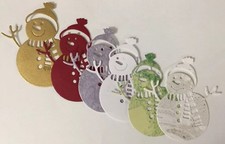 HAPPY SNOWMAN Die-Cuts 4pc Christmas Holiday Winter Cold Scarf Hat Building