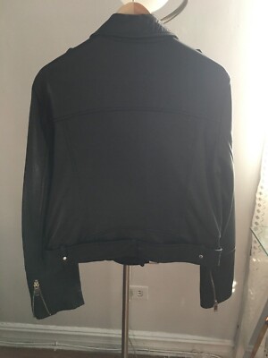 ZARA sz XXL GENUINE LEATHER MOTO/BIKER JACKET WOMEN Black ZARA sz XXL GENUINE LEATHER MOTO/BIKER JACKET WOMEN Black