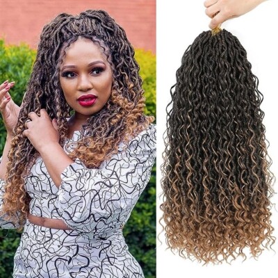 tricot CD デモ 8 Packs Curly Faux Locs Crochet Hair 18 Inch SamBraid Goddess T27