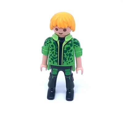 PLAYMOBIL * DINOSAURES * Homme Blond Veste Verte Chercheur Triceratops 5234 - Photo 1/2