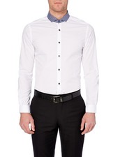 REMUS UOMO Slim Check Collar Shirt/White - XXL 18.5" SRP 55.00