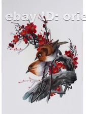 Chinese 100% real natural silk thread,su hand embroidery kits:birds plum flower 