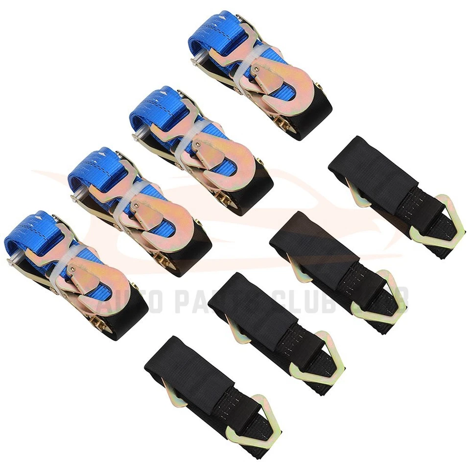 Correas de eje azul remolque para transporte de carros kit de remolque correas de trinquete de amarre automático nuevo EE. UU. Foto 2 de 4