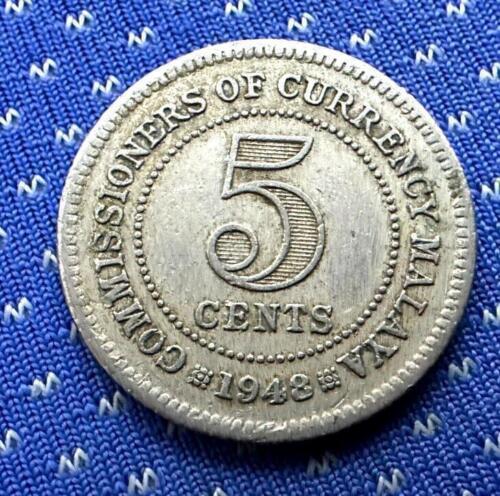 1948 Malaysia 5 Cents Coin XF Malaya #M622