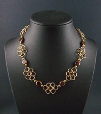 Red Glass Beads Jewelry Grade Brass Chainmail Necklace RenFayre Medieval Fantasy
