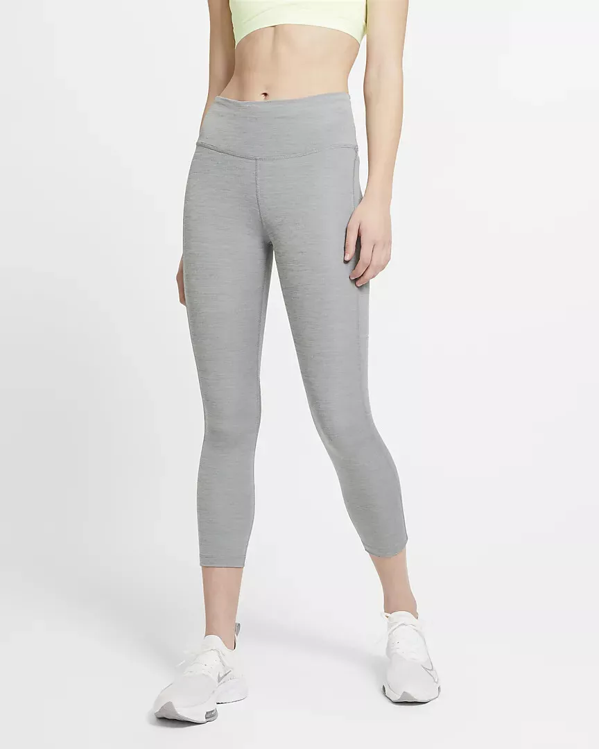 Nike Fast Women Grey/Heather Mid Ris Crop Running Leggings (CZ9238