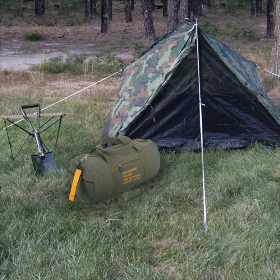 Cotton Canvas Travel Equipment Flight Carry Duffle Shoulder Bag (Small or Large) - Image 4 of 4