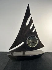 Metal Sail Boat Ship's Time Clock
