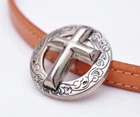 10PC 1-3/8" Western Silver Christian Cross Engraved Saddles Leathercraft Conchos