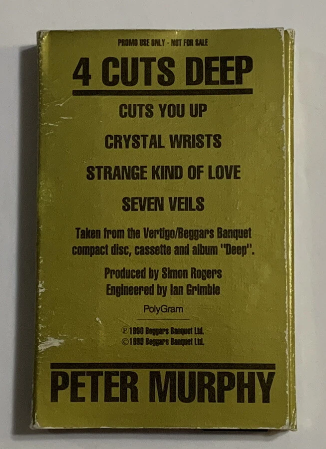 Peter Murphy 4 Cuts Deep Rare Cassette Promo 1990 Beggars Banquet PROC-51 Foto 2 de 4