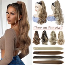 Claw On Ponytail Clip In Hair Extensions Real Thick Pony Tail Hairpiece AS HUMAN