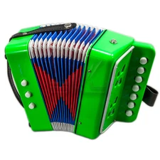 Kids Toy Accordion Green 7 Button 2 Bass Kid Music Instrument High Quality 