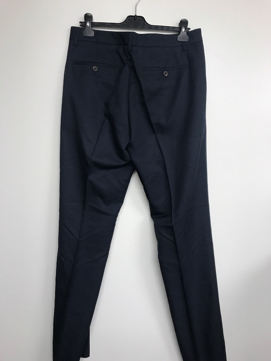 Essentials Mens Slim-Fit Flat-Front Dress Pant Navy Size 32W x 34L | eBay