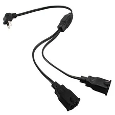 2 Prong Power Cord Y Splitter Cable 1 to 2 OutletCable Strip Outlet Saver 8.2...