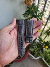 30/20MM Gray 100% Genuine Leather Skin Watch Strap Band For BVL OCTO 41m