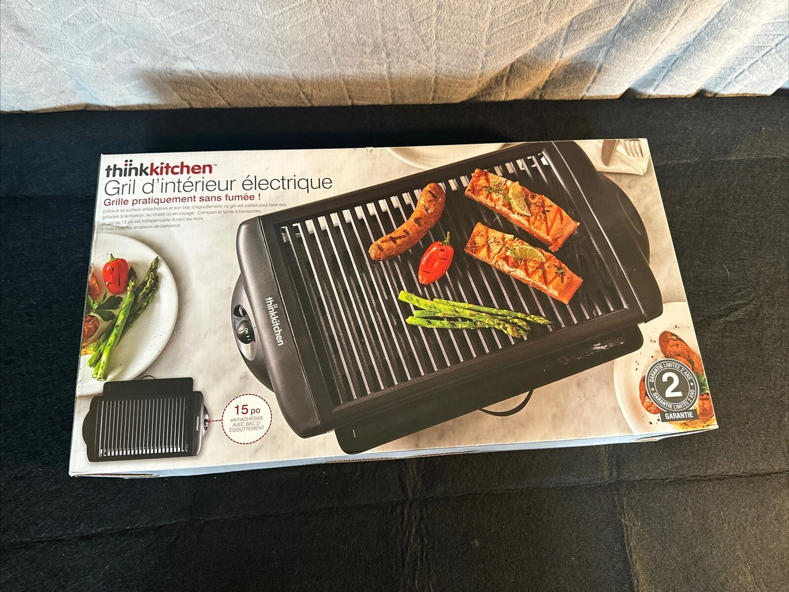 NEW! thinkkitchen Electric Indoor Grill Smokeless Nonstick 15” Drip Tray Stokes
