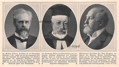 Dr. Gustav Killian - Dr. Hermann Adler - Oberbaurat Otto Wagner - 1911 ~16x9cm