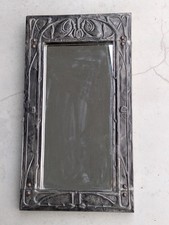Glasgow school Arts and Crafts hammered pewter mirror Glasgow Roses Female faces