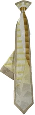 Fratello Boy's Clip-on Tie Hanky Light Gold Cream Yellow 100% Polyester 13" Long