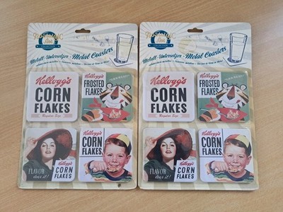 12 Untersetzer Kellogs Frosted Flakes Corn Flakes Metall OVP Deko Werbung Retro