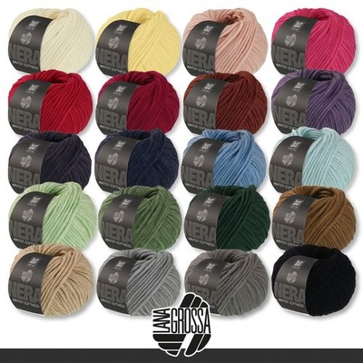 Lana Grossa 5 x 50 g Winter Softness Stricken Wolle Merino Baumwolle 20 Farben