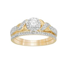 10K Yellow Gold Engagement Ring Round White Diamonds Jewelry for Women Size 7