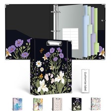 Mini Binder 3 Ring 1 Inch for 5.5x8.5 Paper, Cute Small Three Ring Binders wi...
